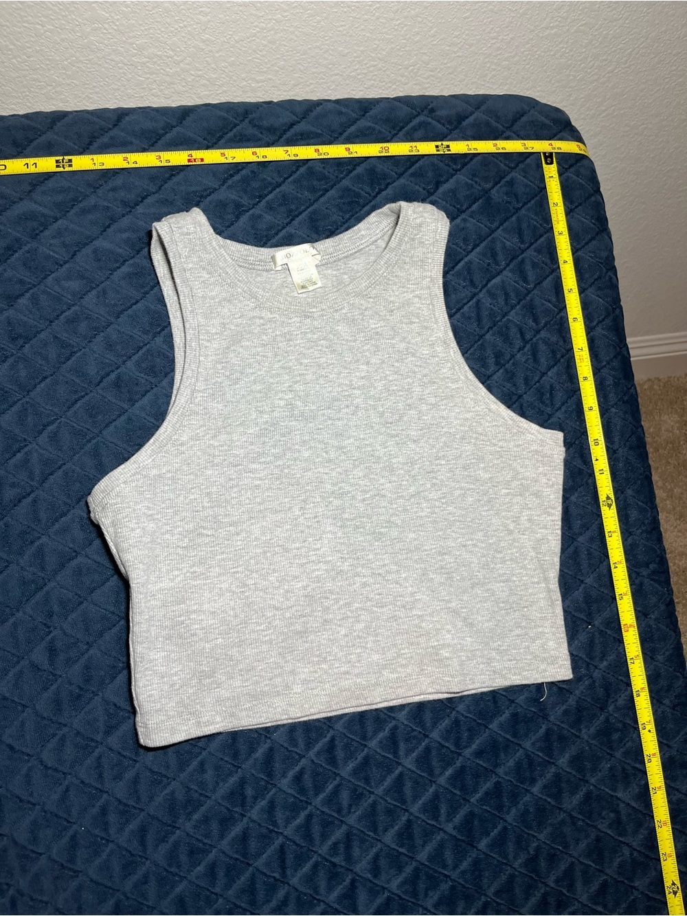 Bozzolo Light Gray Ribbed Crop Tank Top